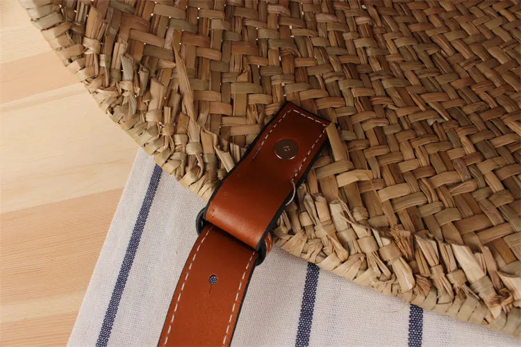 Mitsubishi Grass Handmade Oblique Woven Beach Straw Bag