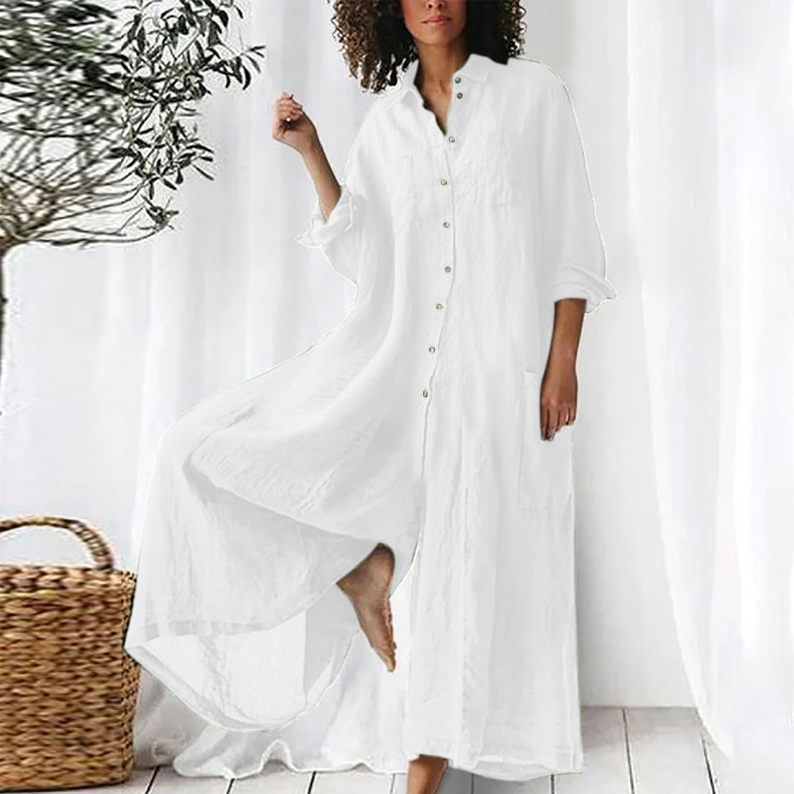 Linen Cotton Loose Casual Loose Jumpsuit