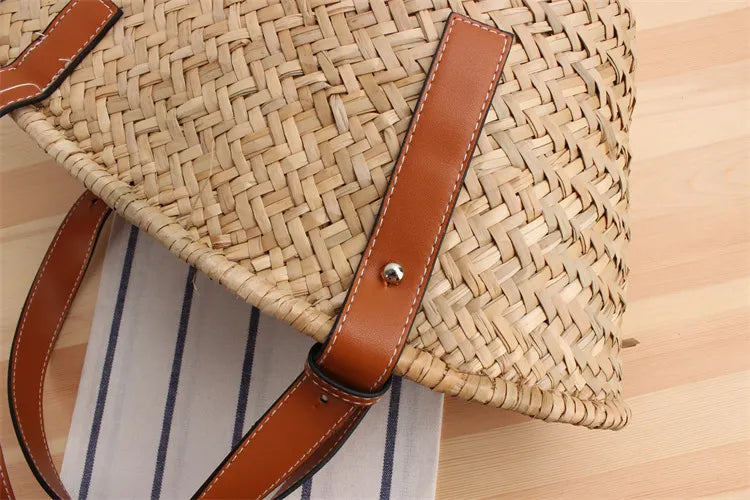 Mitsubishi Grass Handmade Oblique Woven Beach Straw Bag