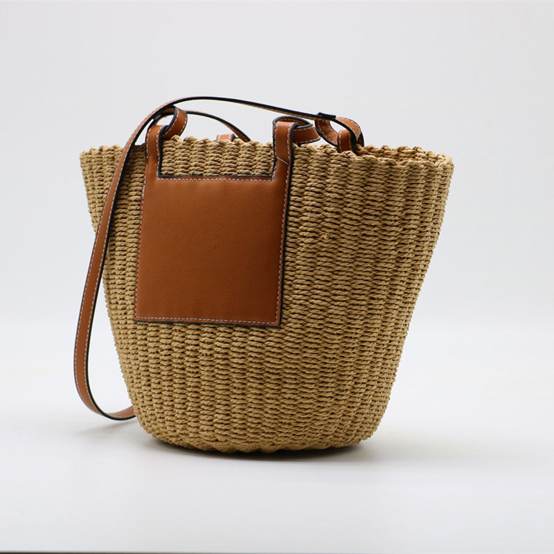 Mitsubishi Grass Handmade Oblique Woven Beach Straw Bag