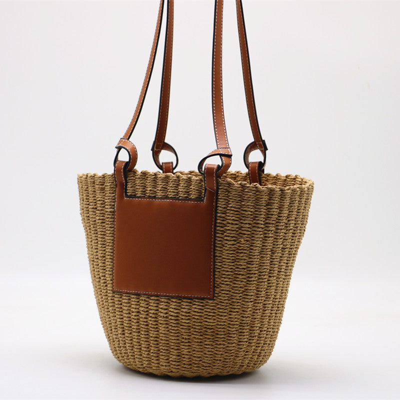 Mitsubishi Grass Handmade Oblique Woven Beach Straw Bag