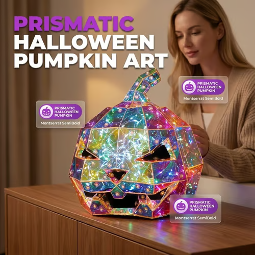 🎃 Prism Pumpkin Night Light | Iridescent LED Halloween Decor