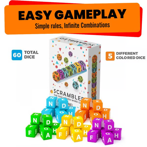 🔥LAST DAY 50% OFF- 🎲Scrambled Dice Word Game Brain Exercise Game | ✨Perfect for Parties and Family Game Nights