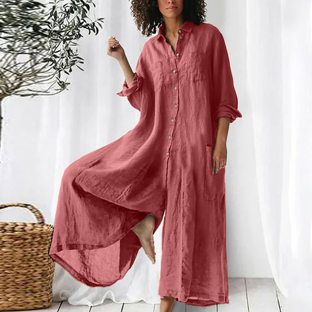 Linen Cotton Loose Casual Loose Jumpsuit