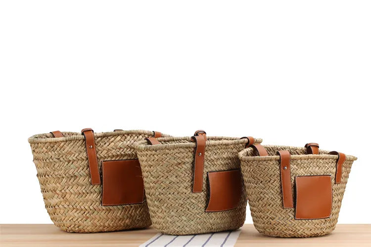 Mitsubishi Grass Handmade Oblique Woven Beach Straw Bag