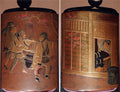 Case Inr with Design of a Teahouse obverse Three Travelers En Route reverse by Yamada Jōkasai (1681–1704) - Classic Art canvas print