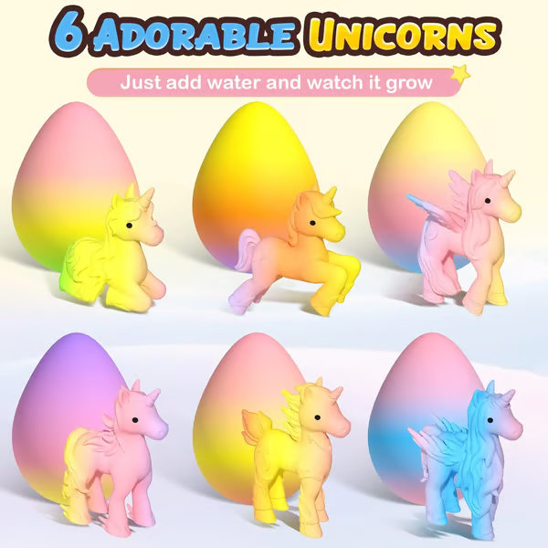🦄Magical Hatching Unicorn Eggs✨6 Pack Enchantment & Surprise💦Water-Grow & Spark Joy — Kids’ Enchanted Surprise Toy🎁