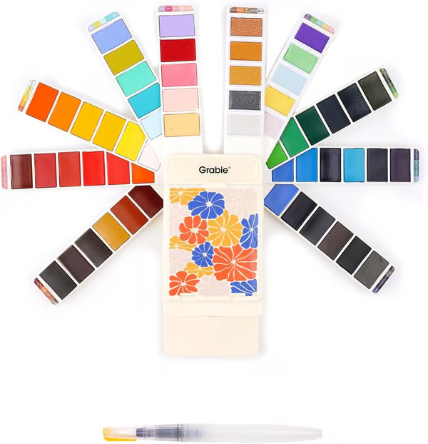 🔥LAST DAY 50% OFF - Foldable Watercolor Set Of 56 With Water Brush Pen