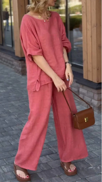 Women'S Fashion Solid Color Loose Casual Trousers Two Piece Suit