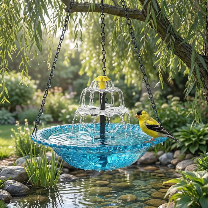 🔥2026 Spring special offer 49% off - 🐦Solar Cascade Hanging Bird Bath Fountain