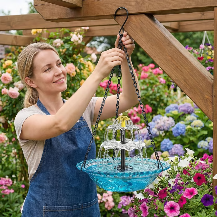 🔥2026 Spring special offer 49% off - 🐦Solar Cascade Hanging Bird Bath Fountain