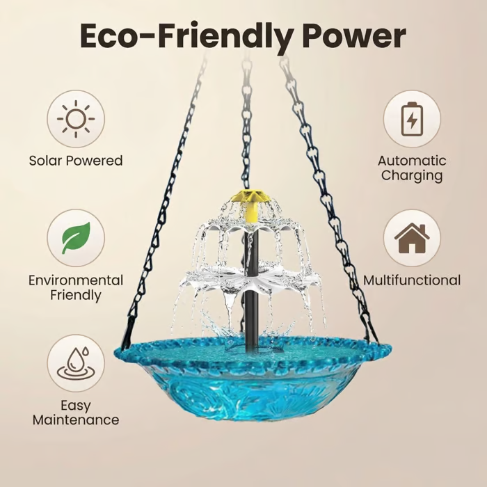🔥2026 Spring special offer 49% off - 🐦Solar Cascade Hanging Bird Bath Fountain