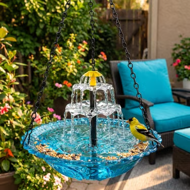 🔥2026 Spring special offer 49% off - 🐦Solar Cascade Hanging Bird Bath Fountain