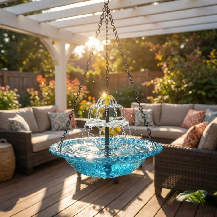 🔥2026 Spring special offer 49% off - 🐦Solar Cascade Hanging Bird Bath Fountain