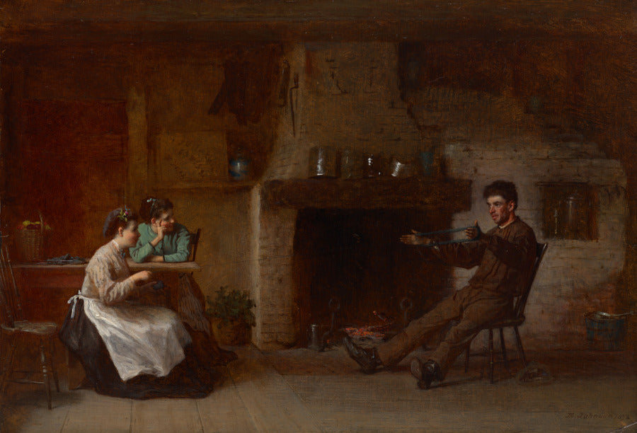 Winding Yarn Interior of a Nantucket Kitchen by Eastman Johnson (American, 1824–1906) - Classic Art canvas print