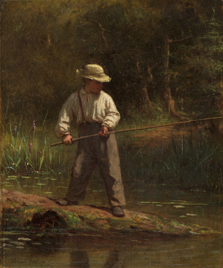 Boy Fishing by Eastman Johnson (American, 1824–1906) - Classic Art canvas print