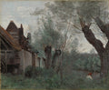 Willows and Farmhouse at Sainte-Catherine-ls-Arras by Jean Baptiste Camille Corot (French, 1796–1875) - Realist canvas print