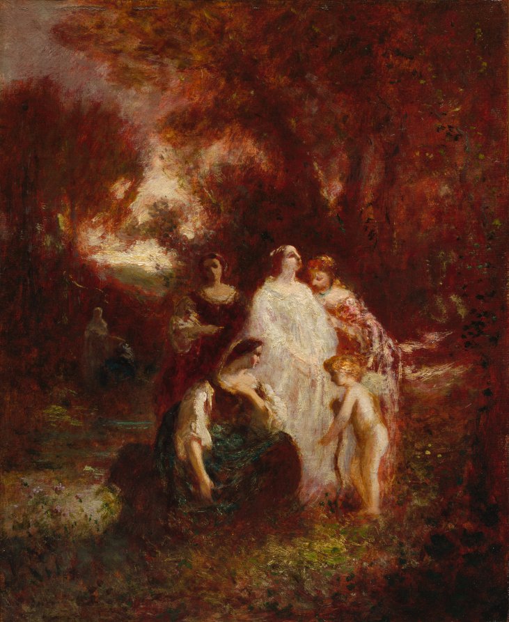 Figures in the Woods by Adolphe Monticelli (French, 1824–1886) - Classic Art canvas print