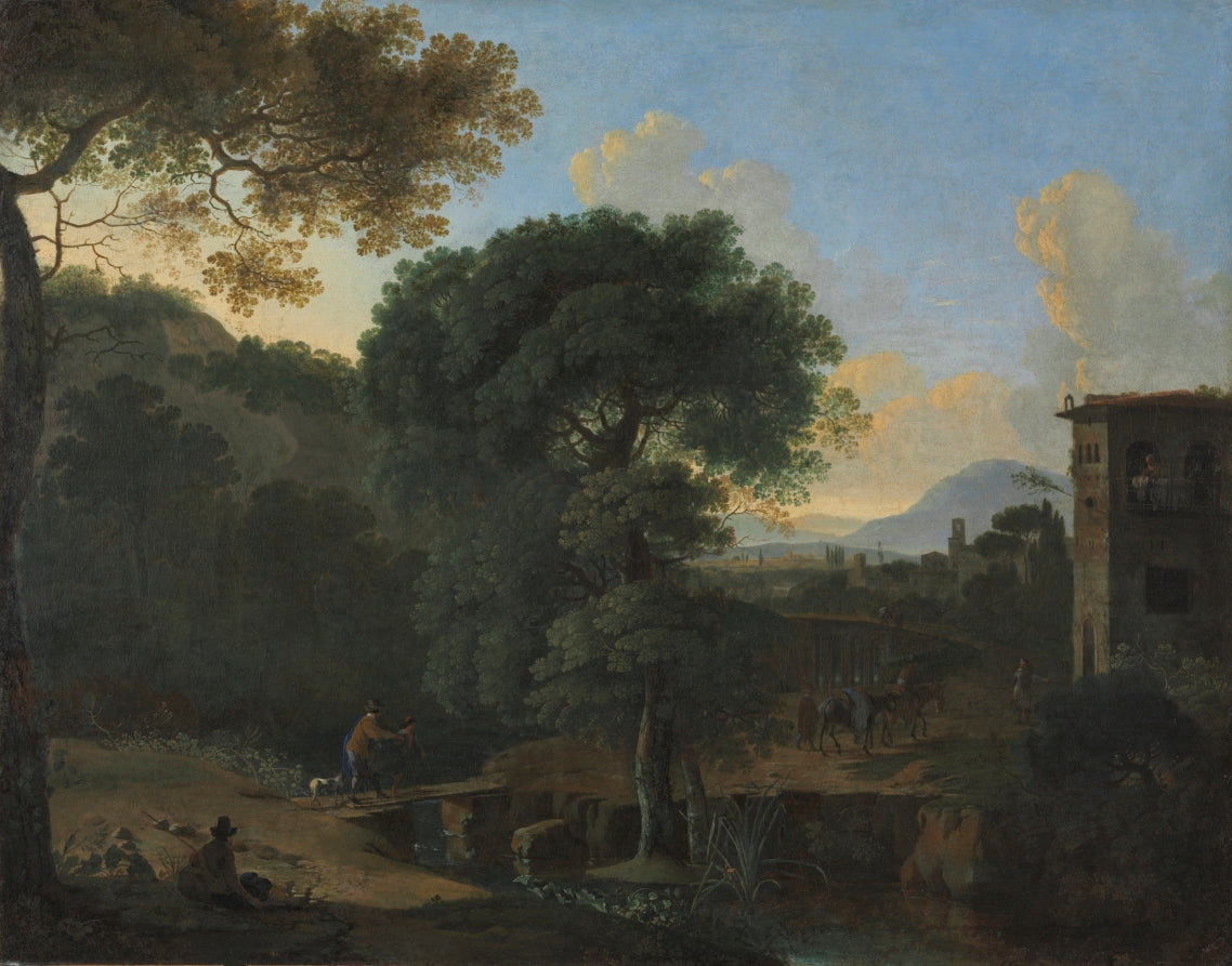 Landscape with Travelers by Herman van Swanevelt (Dutch, c. 1600–1655) - Classic Art canvas print