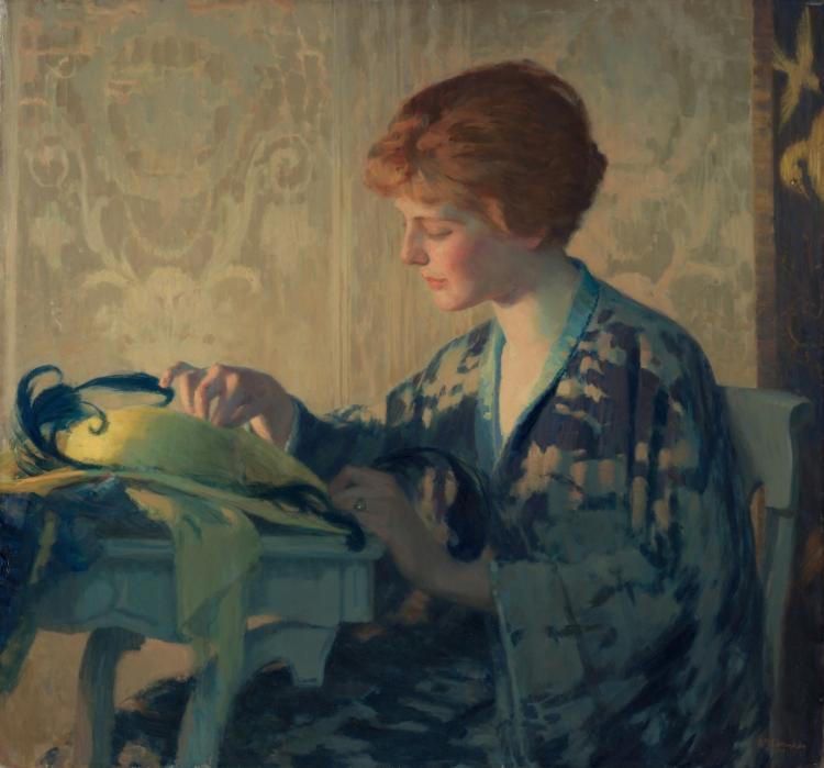 The Blue Feather by William J. Edmondson (American, 1868–1966) - Classic Art canvas print