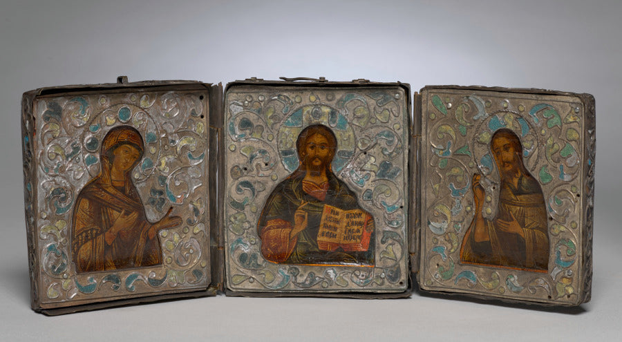 Triptych with Christ, the Virgin, and St. John the Evangelist by  - Classic Art canvas print