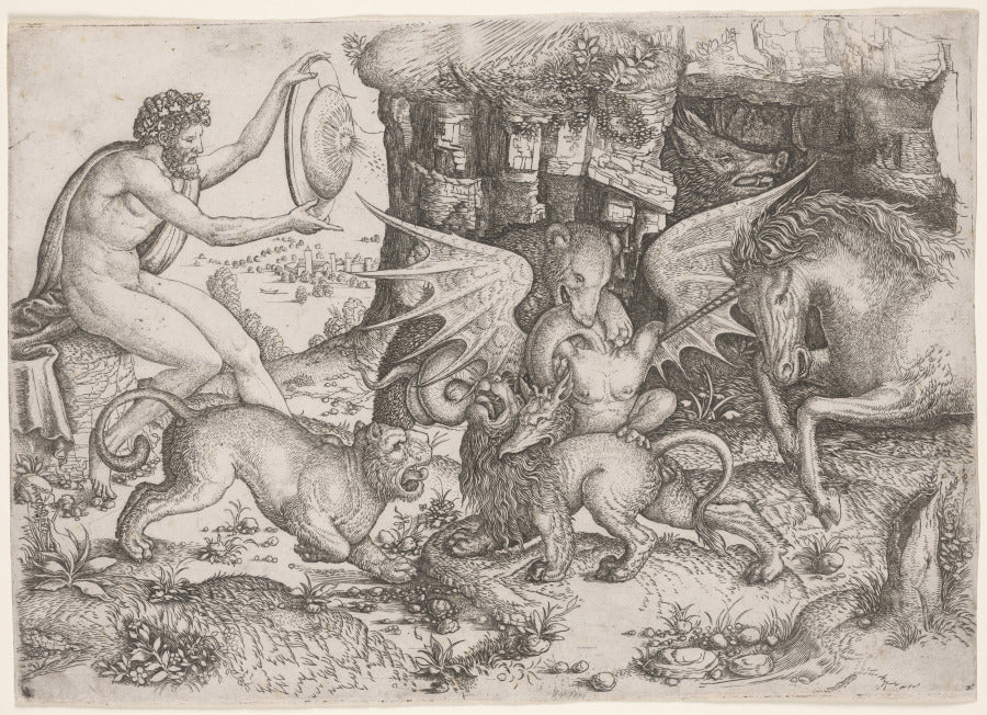 Allegorical Theme  Combat of Animals by Master of the Beheading of St. John the Baptist (Italian) - Classic Art canvas print