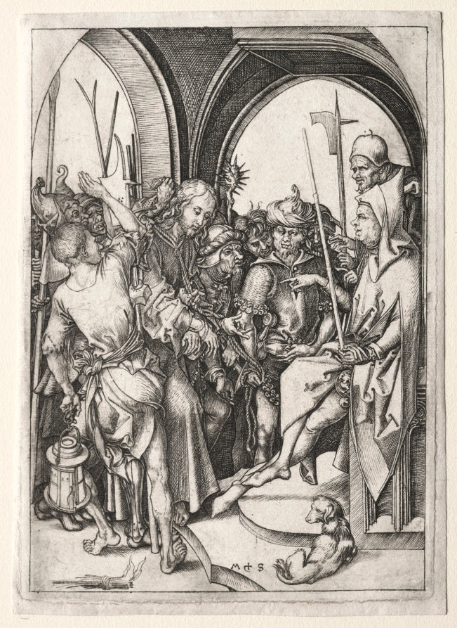 The Passion Christ Before Annas by Martin Schongauer (German, c. 1450–1491) - Classic Art canvas print
