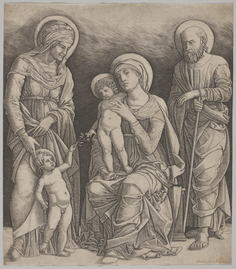 Holy Family with St. Elizabeth and the Infant St. John the Baptist by Giovanni Antonio da Brescia (Italian, about 1460–about 1520) - Classic Art canvas print