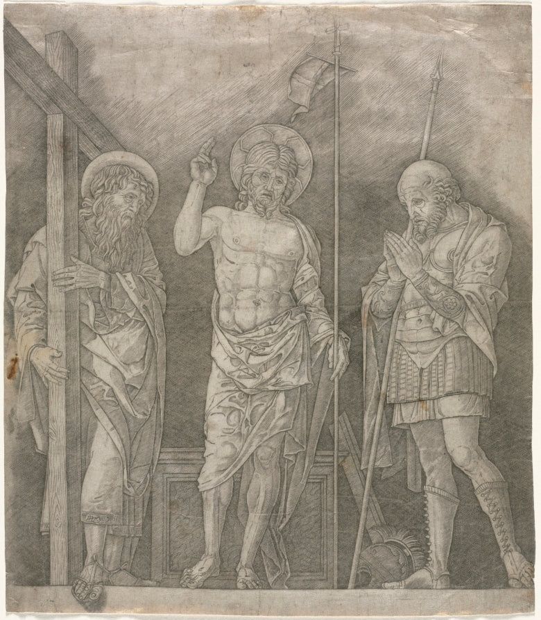 Risen Christ Between Saints Andrew and Longinus by Giovanni Antonio da Brescia (Italian, about 1460–about 1520) - Classic Art canvas print