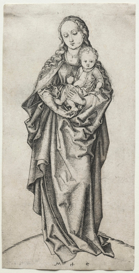 Virgin and Child with an Apple by Martin Schongauer (German, c. 1450–1491) - Classic Art canvas print