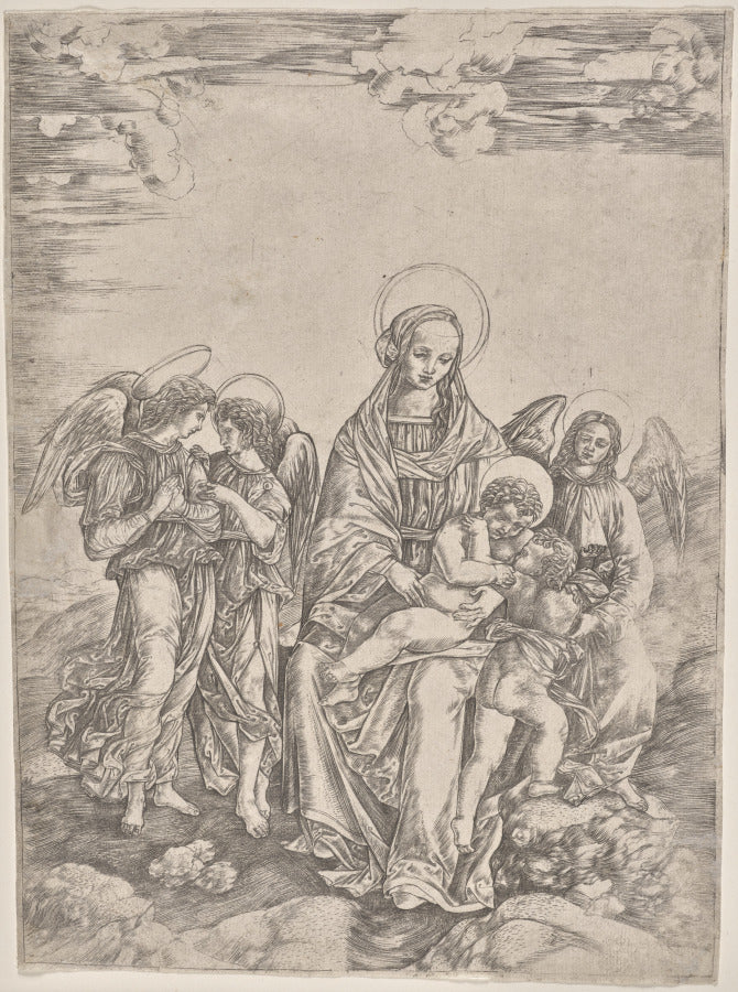 Virgin and Child with the Infant Saint John by Cristofano Robetta (Italian, 1462–1534) - Classic Art canvas print