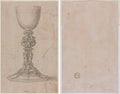 Design for a Chalice recto Architectural Plan verso by Luzio Romano (Italian, active 1528–75) - Classic Art canvas print