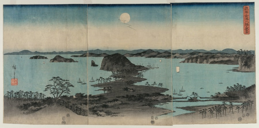 Eight Views of Kanazawa at Night by Utagawa Hiroshige (Japanese, 1797–1858) - Ukiyo-e canvas print
