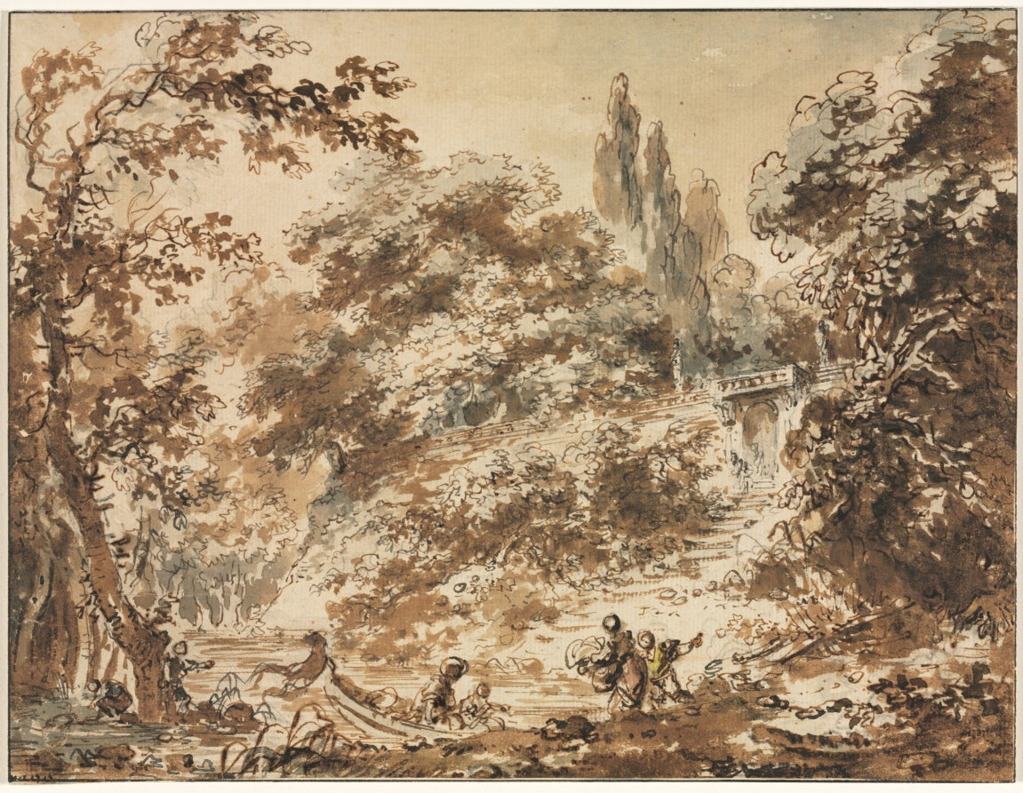 Scene in a Park by Jean-Honoré Fragonard (French, 1732–1806) - Classic Art canvas print