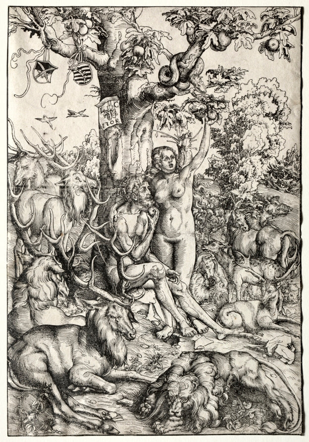 Adam and Eve in Paradise by Lucas Cranach (German, 1472–1553) - Renaissance canvas print