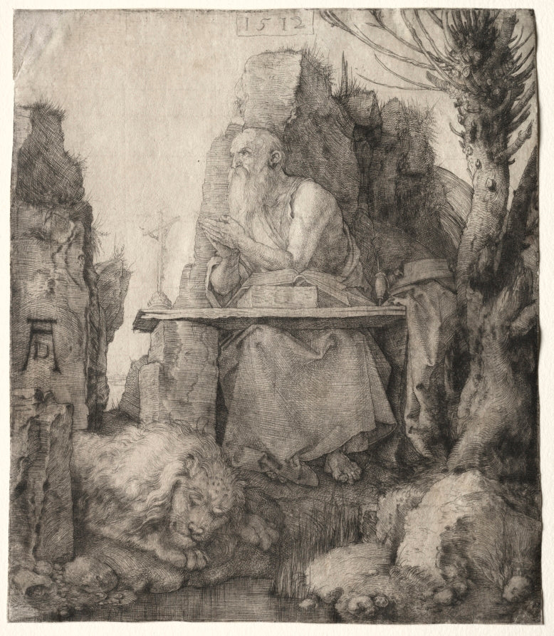 St. Jerome Seated near a Pollard Willow by Albrecht Dürer (German, 1471–1528) - Classic Art canvas print