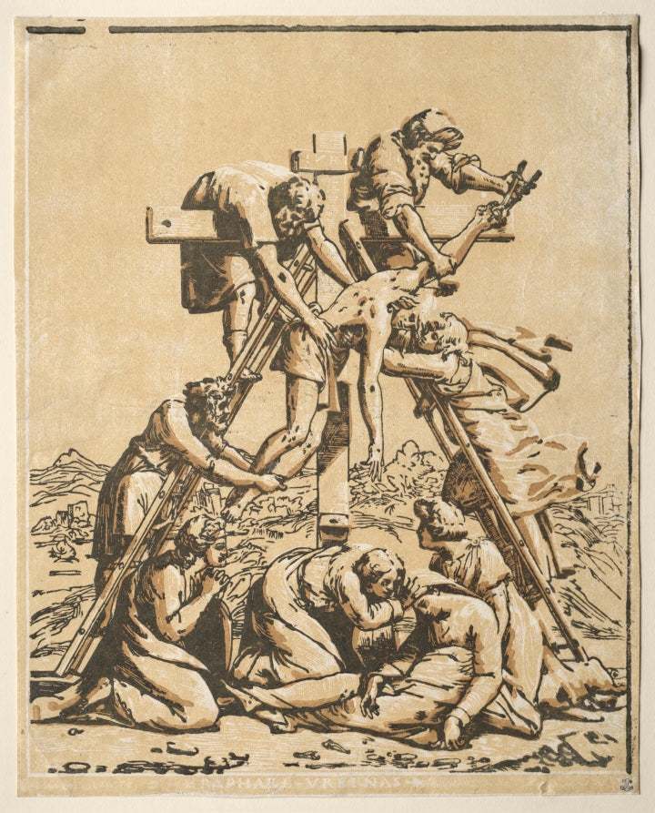 Descent from the Cross by Ugo da Carpi (Italian, c. 1479–c. 1532) - Classic Art canvas print