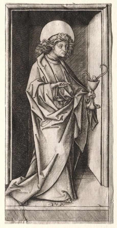 St. John with Serpent in Chalice by Israhel van Meckenem (German, c. 1440–1503) - Classic Art canvas print
