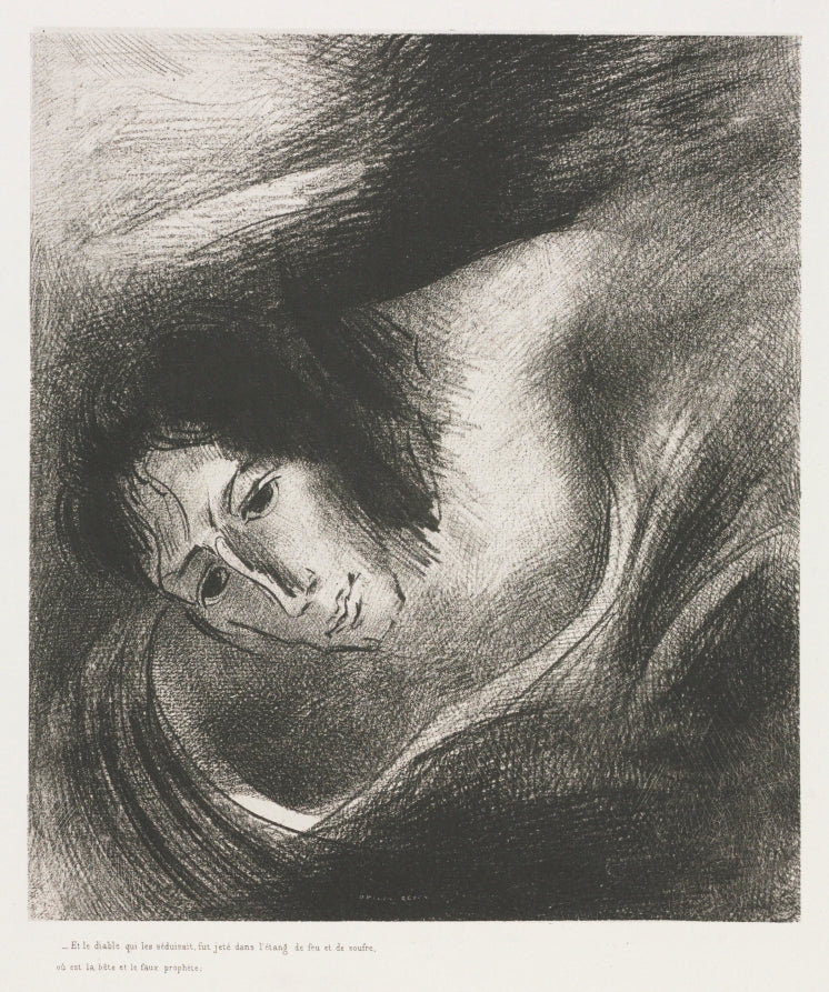 And the Devil That Deceived Them was Cast into the Lake of Fire and Brimstone, Where the Beast and the False Prophet Are by Odilon Redon (French, 1840–1916) - Symbolist canvas print