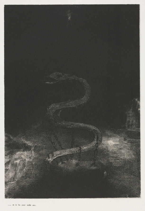 And Bound Him a Thousand Years by Odilon Redon (French, 1840–1916) - Symbolist canvas print