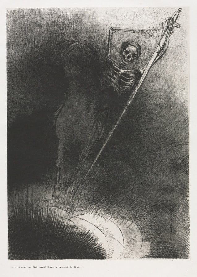 And His Name That Sat on Him Was Death by Odilon Redon (French, 1840–1916) - Symbolist canvas print