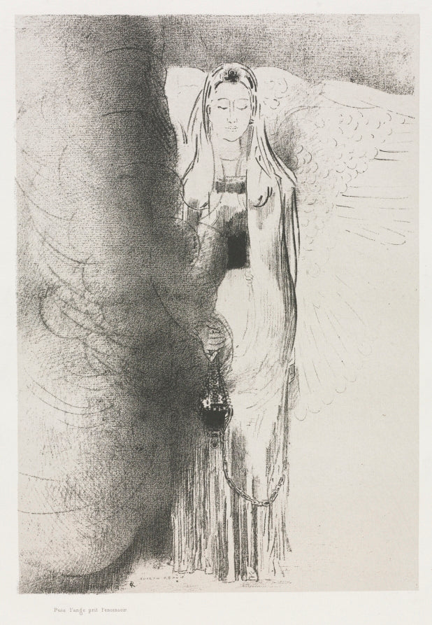 And the Angel Took the Censer by Odilon Redon (French, 1840–1916) - Symbolist canvas print
