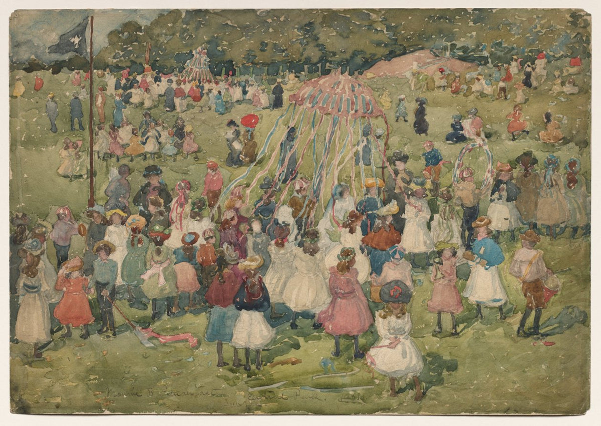 May Day, Central Park by Maurice Prendergast (American, born Newfoundland [now Canada], 1858–1924) - Classic Art canvas print