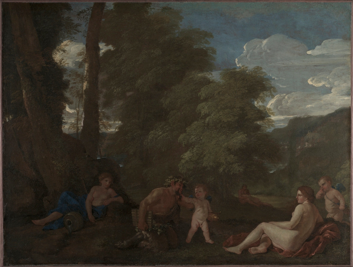 Nymphs and a Satyr Amor Vincit Omnia by Nicolas Poussin (French, 1594–1665) - Classic Art canvas print