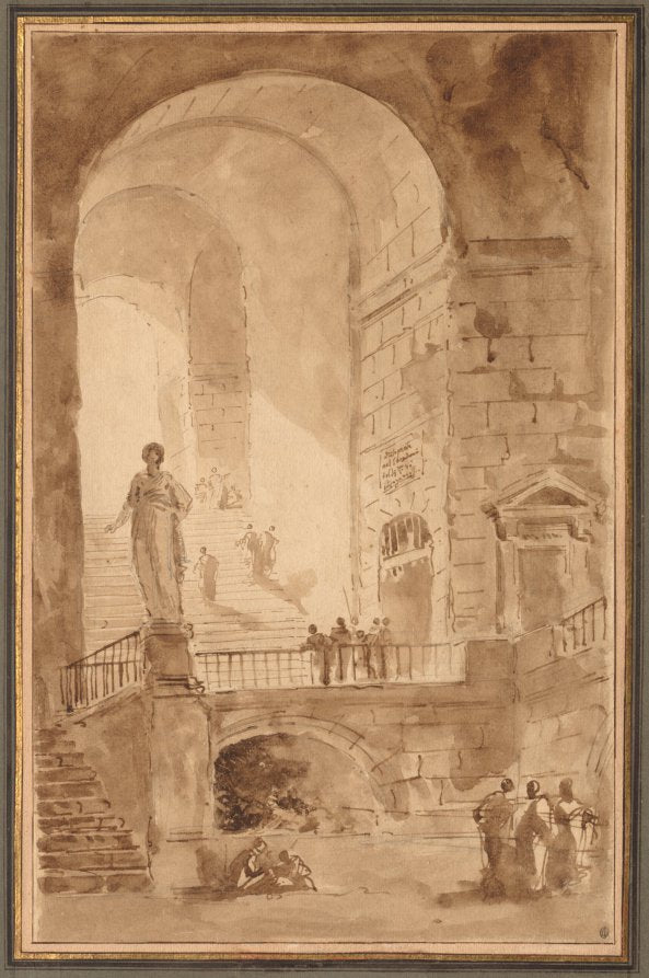 Vaulted Staircase by Hubert Robert (French, 1733–1808) - Classic Art canvas print
