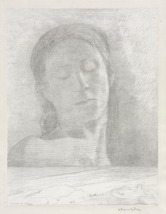 Closed Eyes by Odilon Redon (French, 1840–1916) - Symbolist canvas print
