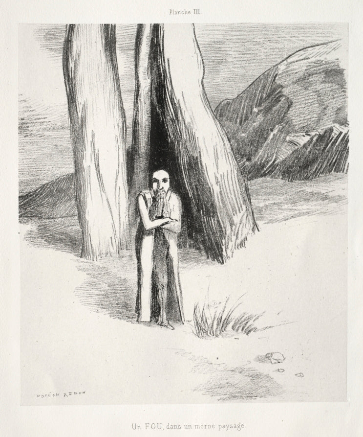 A Madman in a Dismal Landscape by Odilon Redon (French, 1840–1916) - Symbolist canvas print