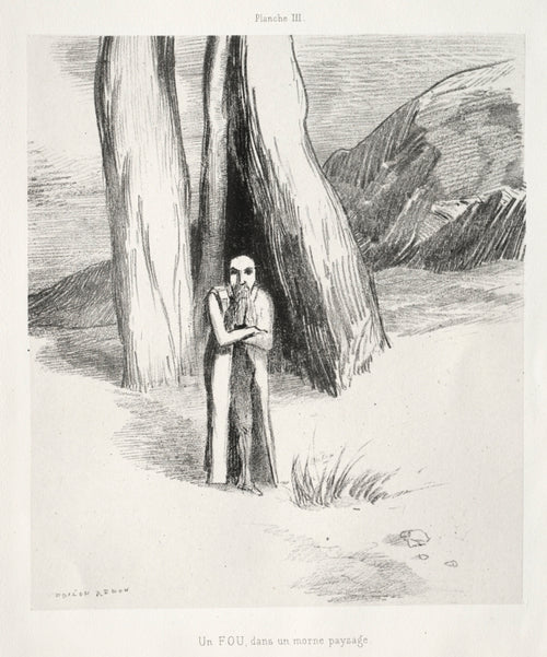 A Madman in a Dismal Landscape by Odilon Redon (French, 1840–1916) - Symbolist canvas print