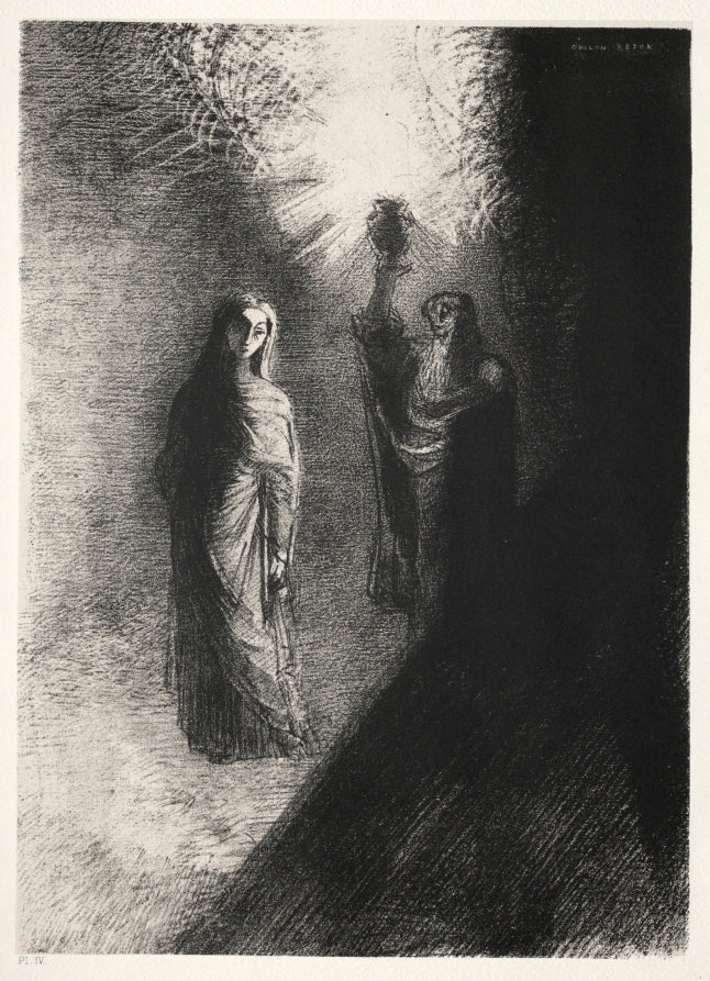 He Raises the Bronze Urn by Odilon Redon (French, 1840–1916) - Symbolist canvas print