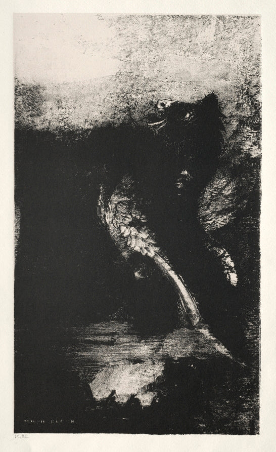 The Chimera with Green Eyes Turns, Bays by Odilon Redon (French, 1840–1916) - Symbolist canvas print